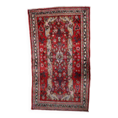 1920s handmade antique wool floral medallion rug, red, 87 × 151 cm - 1C1297