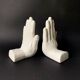 Vintage white ceramic hand bookends