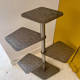 Modernist vintage side table, brushed chrome metal, France 1970