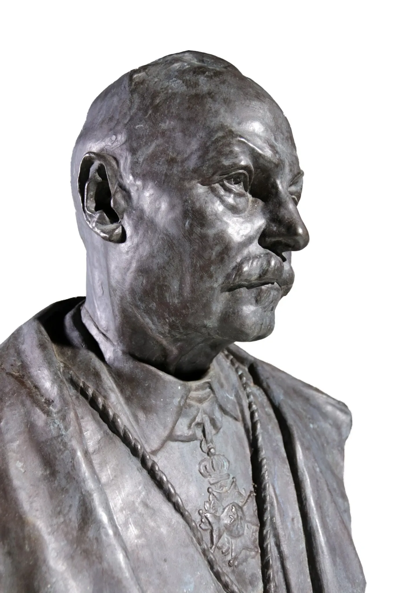 Bronze bust of a gentleman with knighthood order – Frantz Vermeylen, 1921