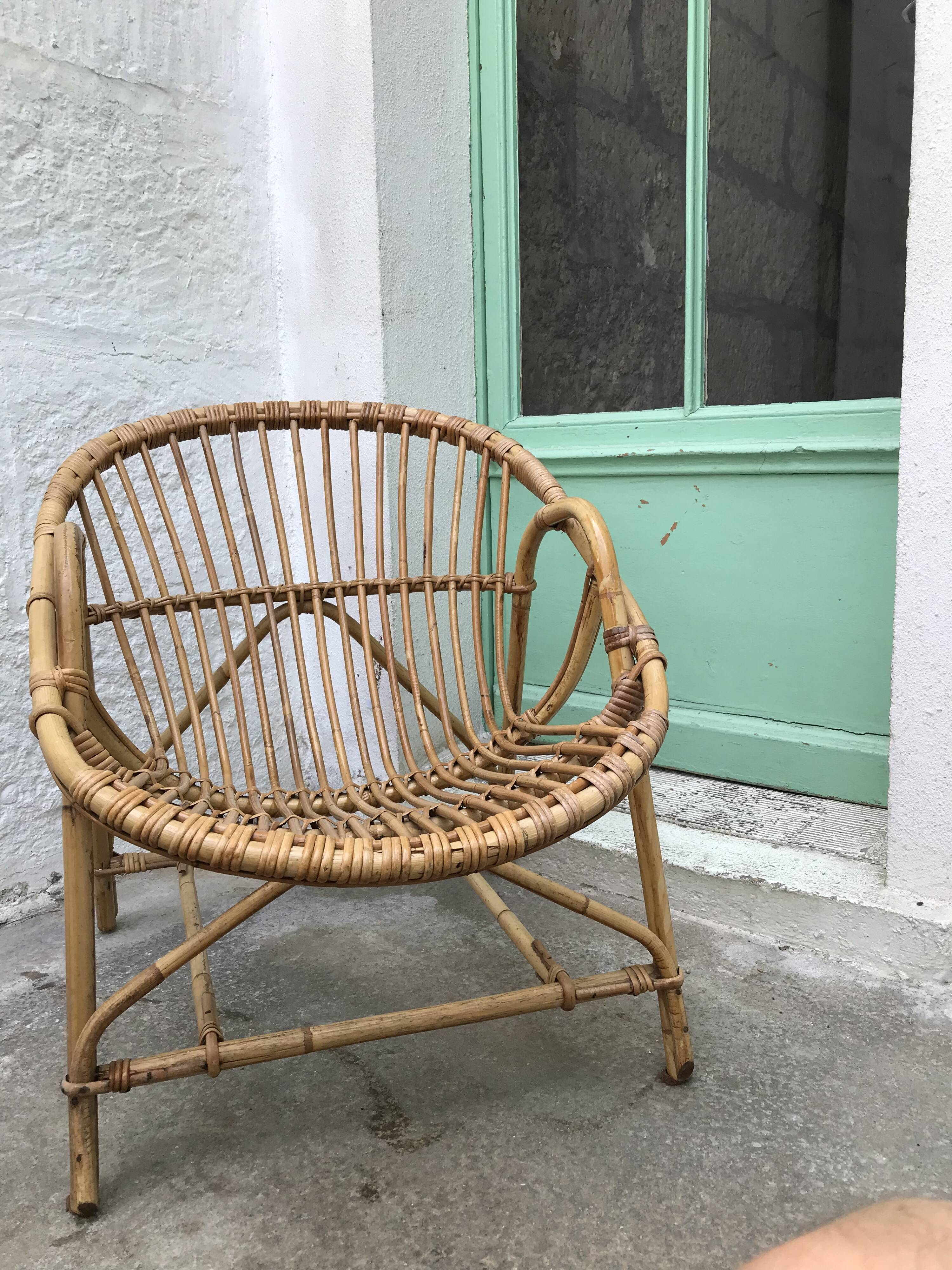 Pair of armchairs adult rattan basket