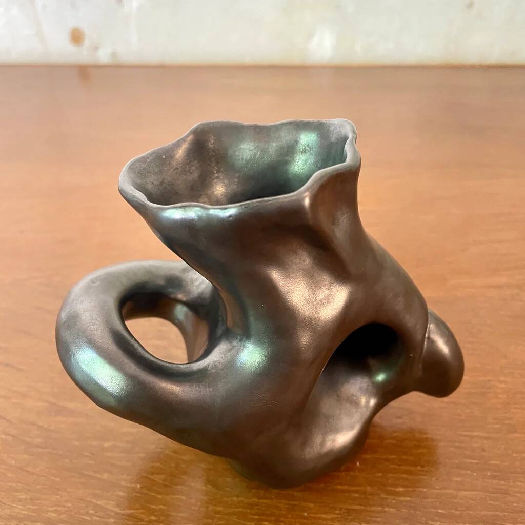 Zoomorphic glazed earthenware vase by René Delarue, 1950s