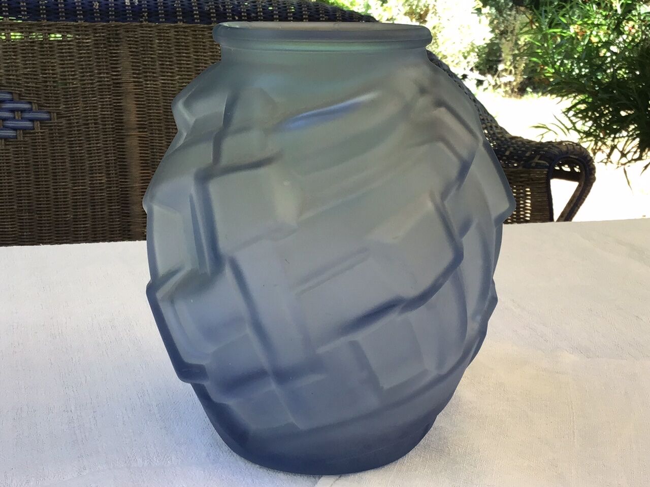 Art deco blue glass vase