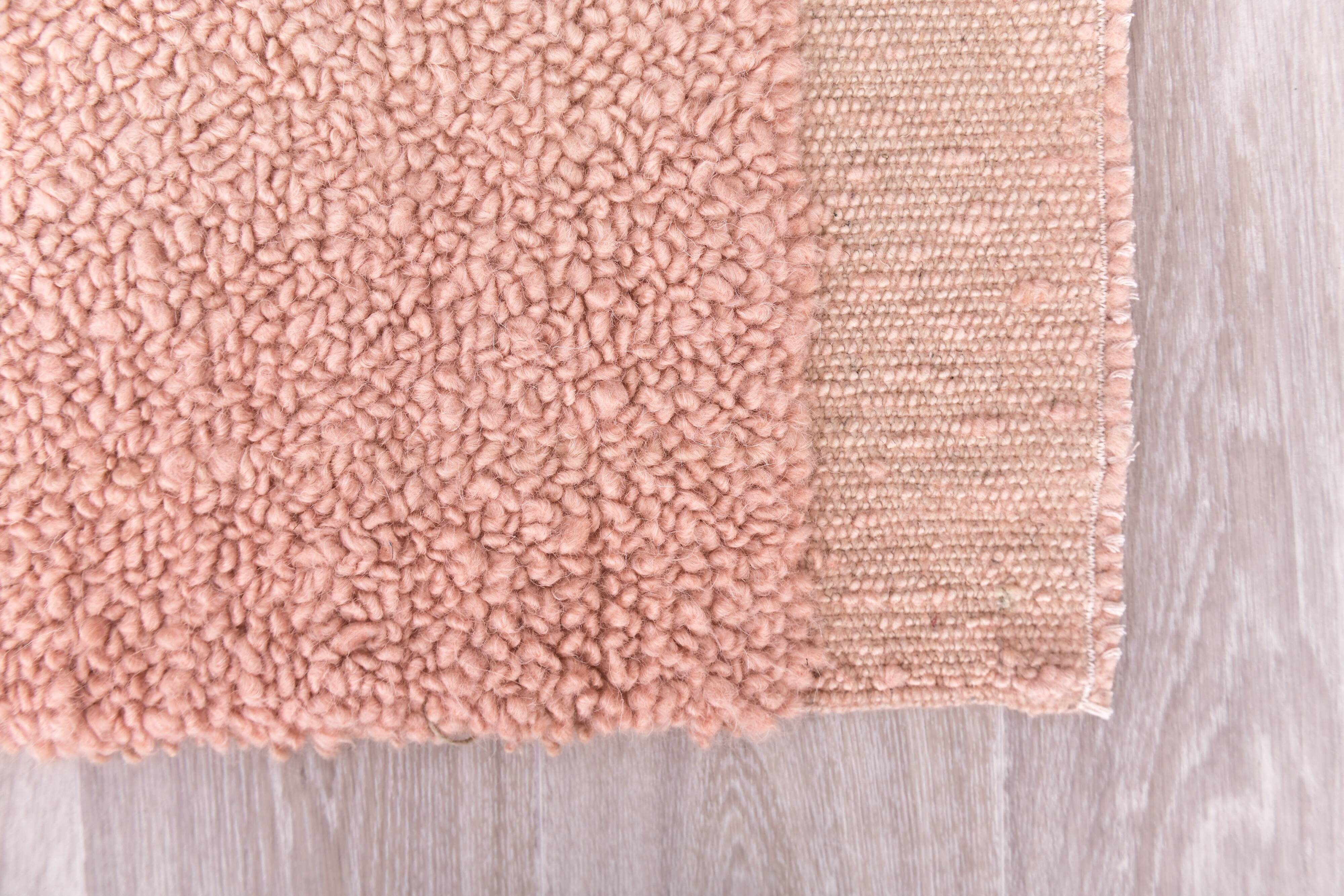 %100 Rose Pink Wool Vintage Runner Rug 67x215Cm
