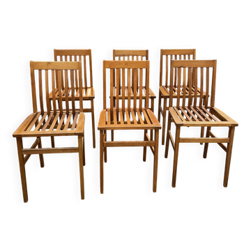 Set of 6 “Milano” model chairs by Aldo Rossi, Molteni edition.