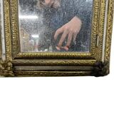 Wall cabinet / vintage mirror in gilded brass