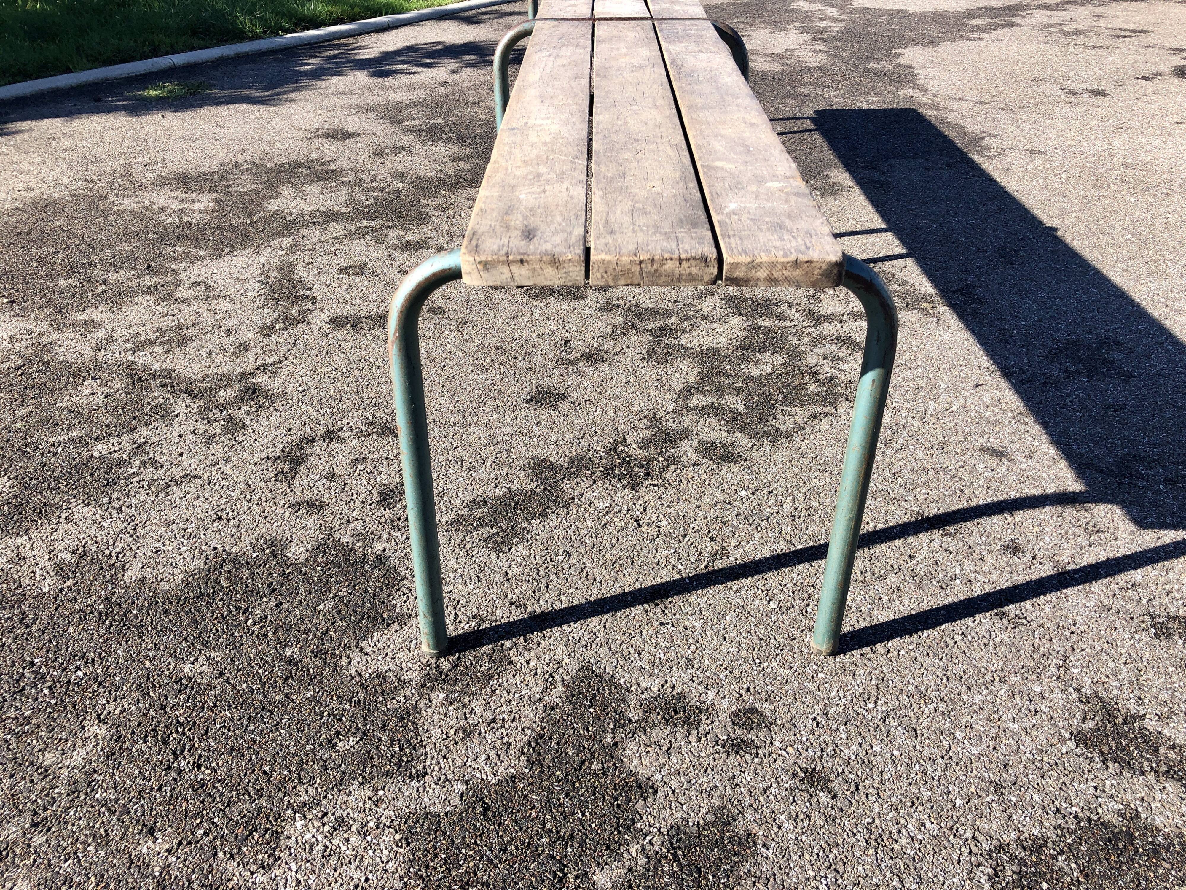 Former industrial school bench Mullca vintage metal wood 1950