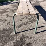 Former industrial school bench Mullca vintage metal wood 1950