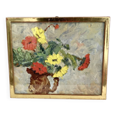 Oil on canvas from the 70s framed under glass.