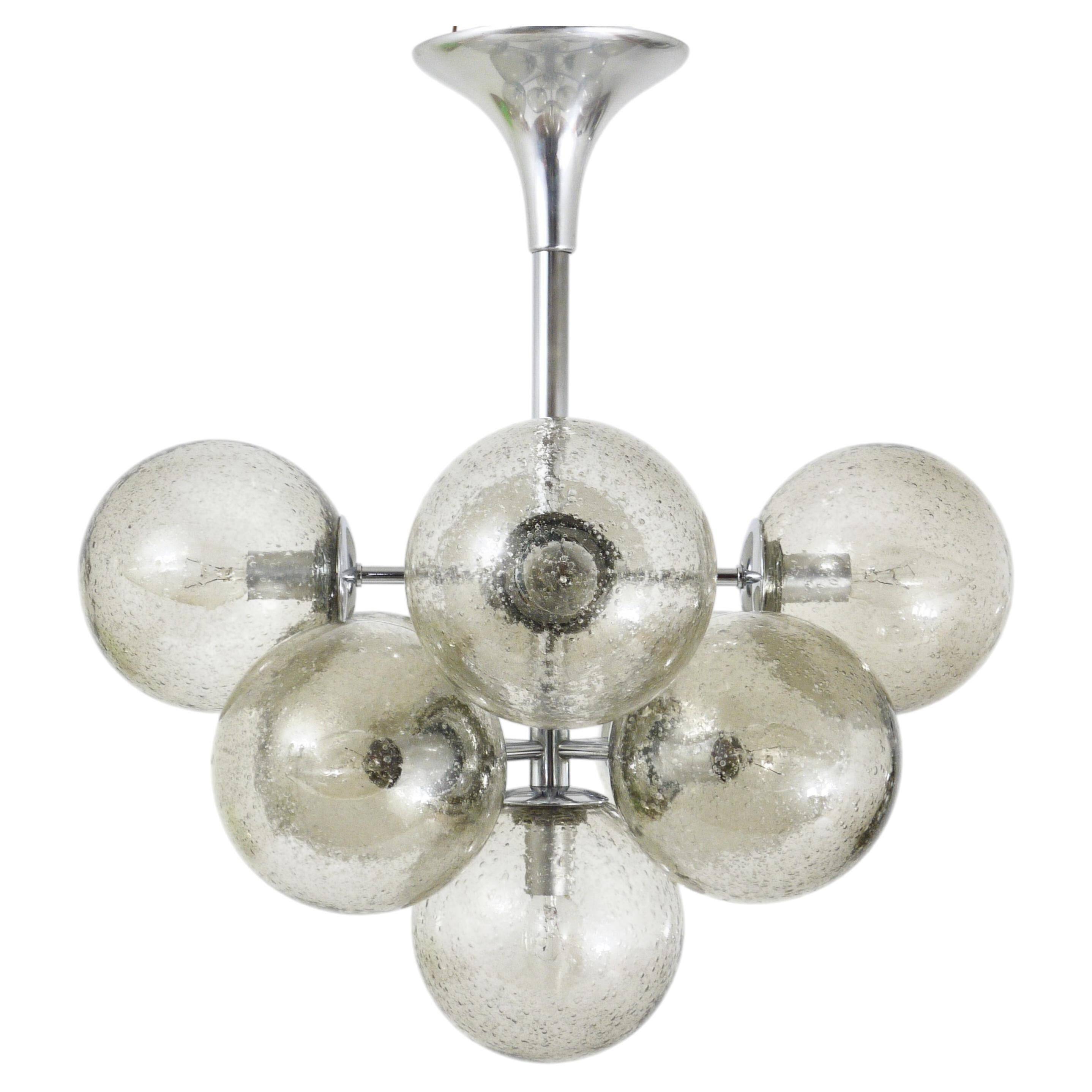E. R. Nele Temde lustrous atomic chrome Sputnik Space Age pendant lamp tulip