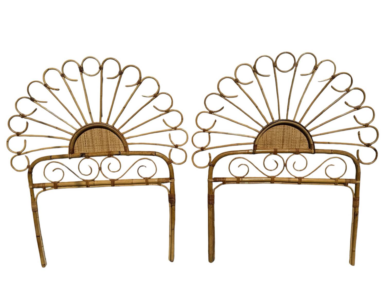 Bamboo and rattan headboard, handcrafted on the Côte d'Azur, 1960