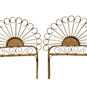 Bamboo and rattan headboard, handcrafted on the Côte d'Azur, 1960