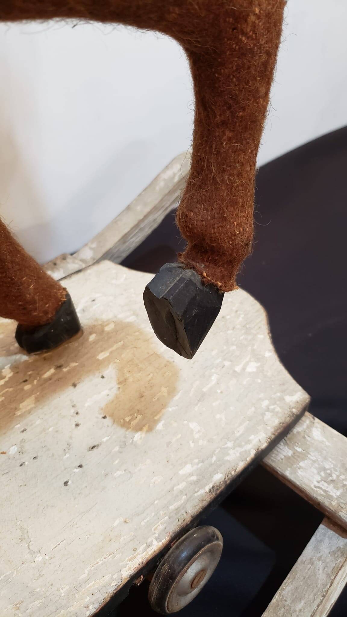 Rocking horse made of wood, fabric and natural horsehair, 1940-1950