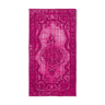 Tapis fait à la main hi-low pile turc des années 1980 142 cm x 263 cm tapis rose