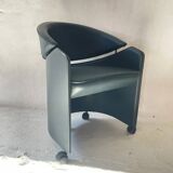 Italian leather armchair on casters by Matteo Grassi, 1990s