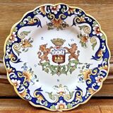 6 old Desvres Fourmaintraux Rouen dessert plates, Dinan model