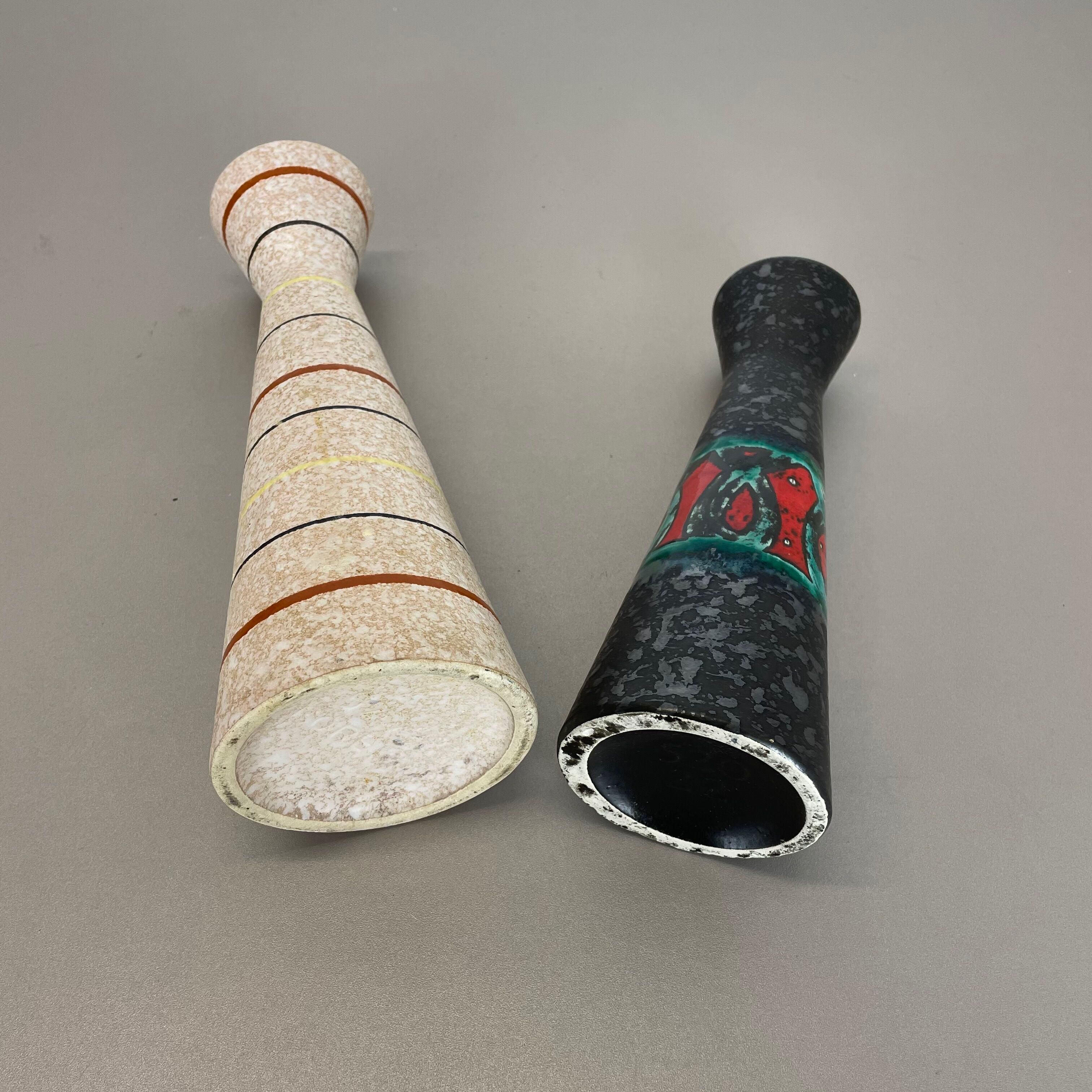 Set of Two Pottery Fat Lava Vases "Multi-Color" by Scheurich, Germany, 1970s