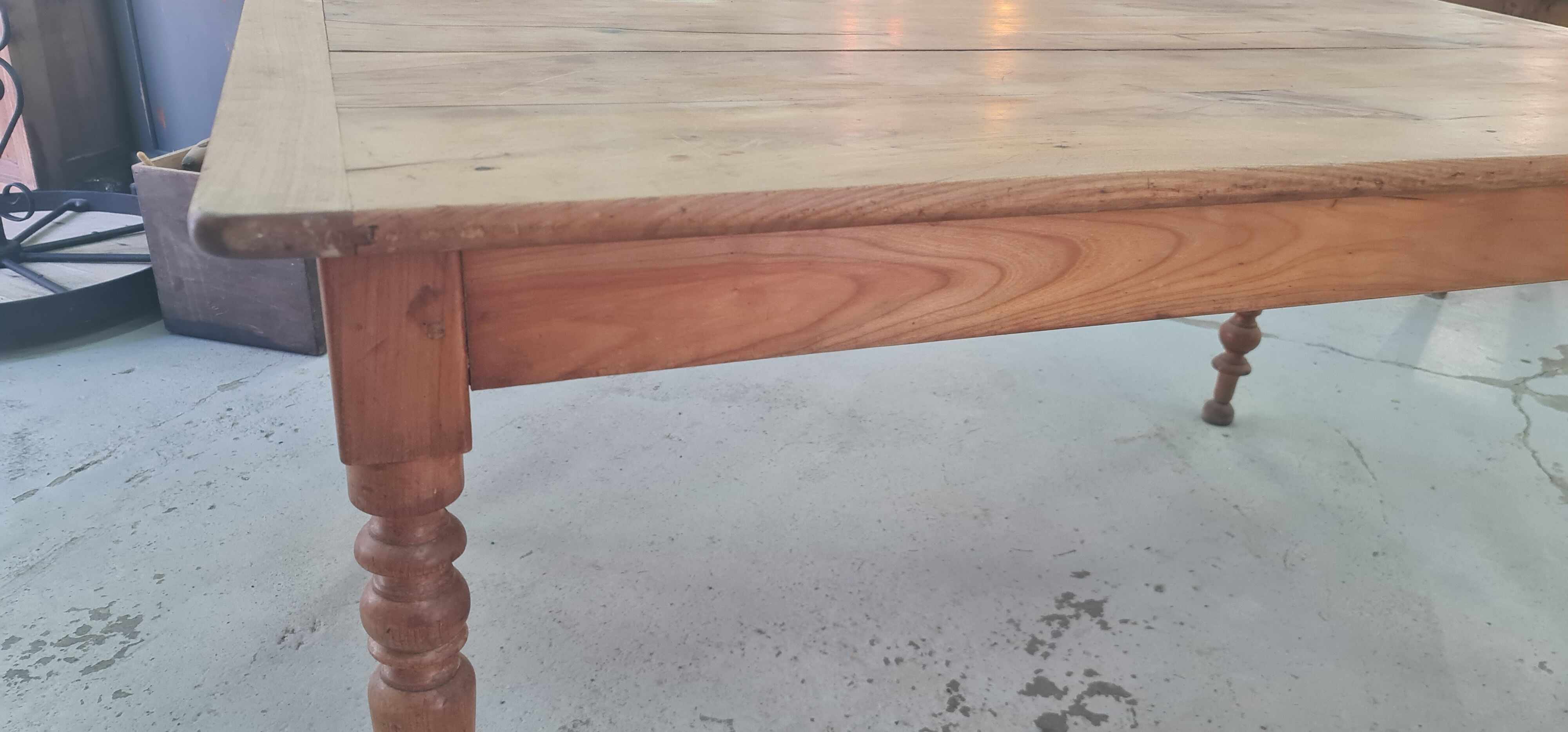 Farmhouse table wood foot turned