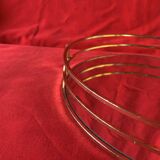 Vintage round tray in gold metal and mirror