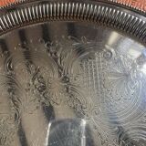 Round silver metal tray