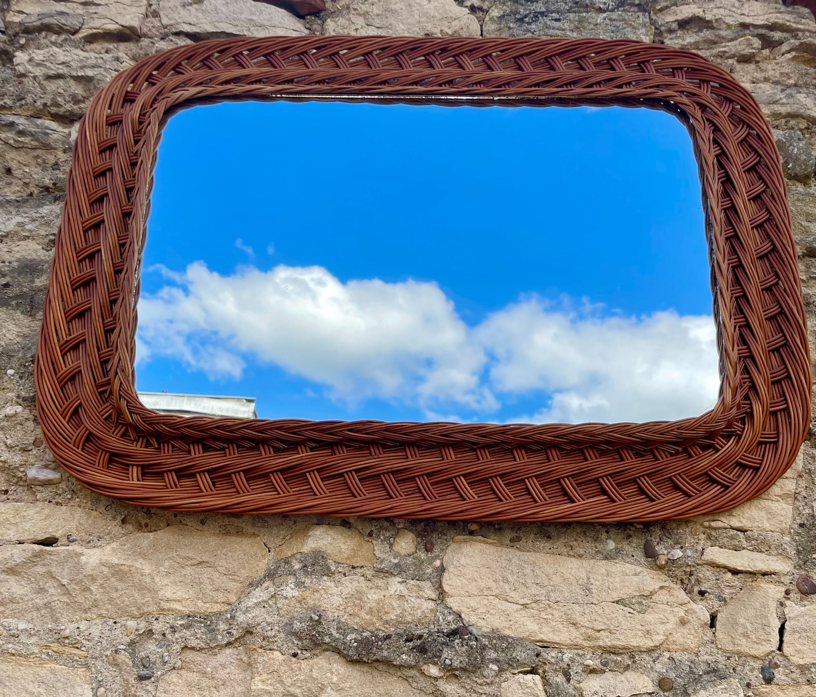 Vintage rattan mirror