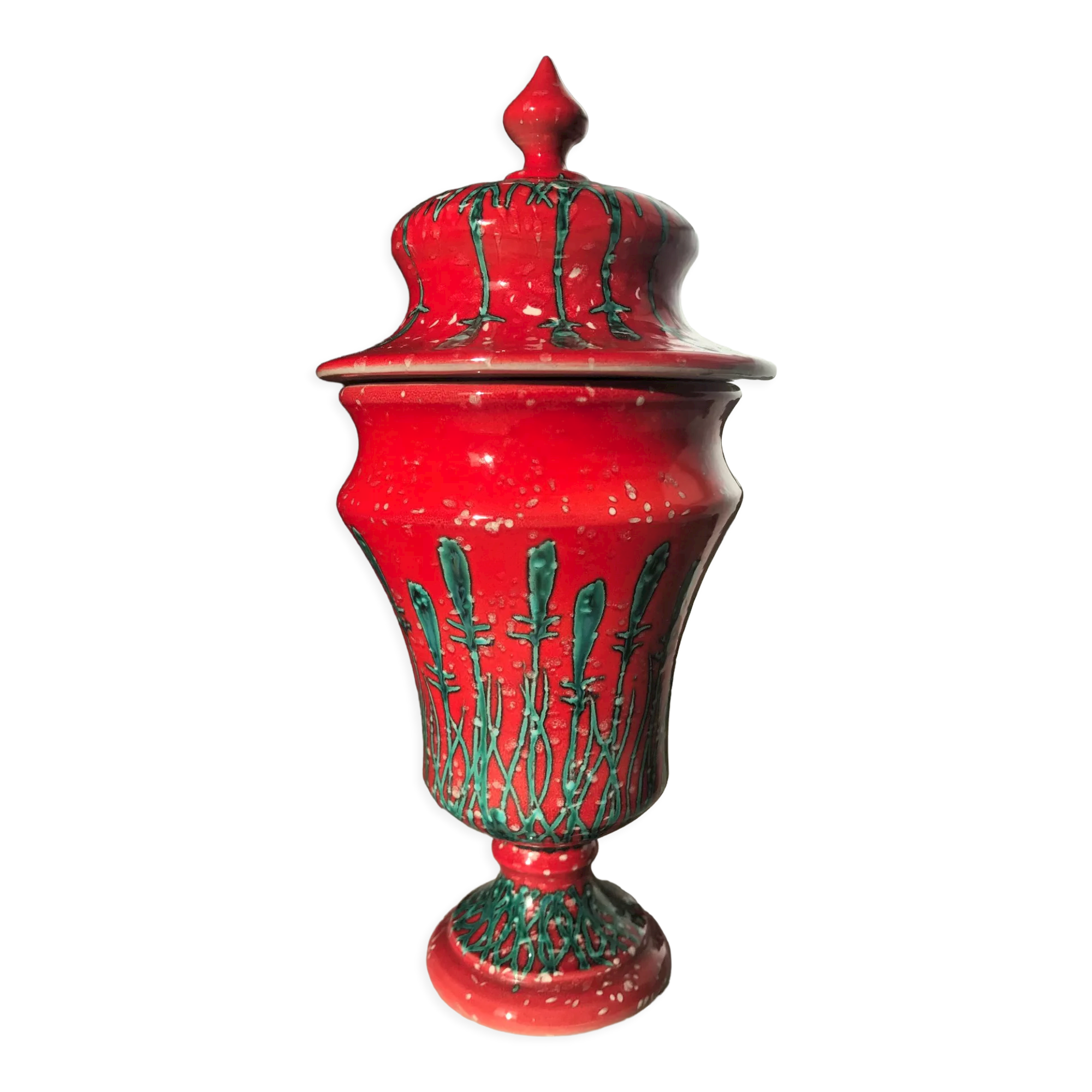 Vintage Italian ceramic lidded vase