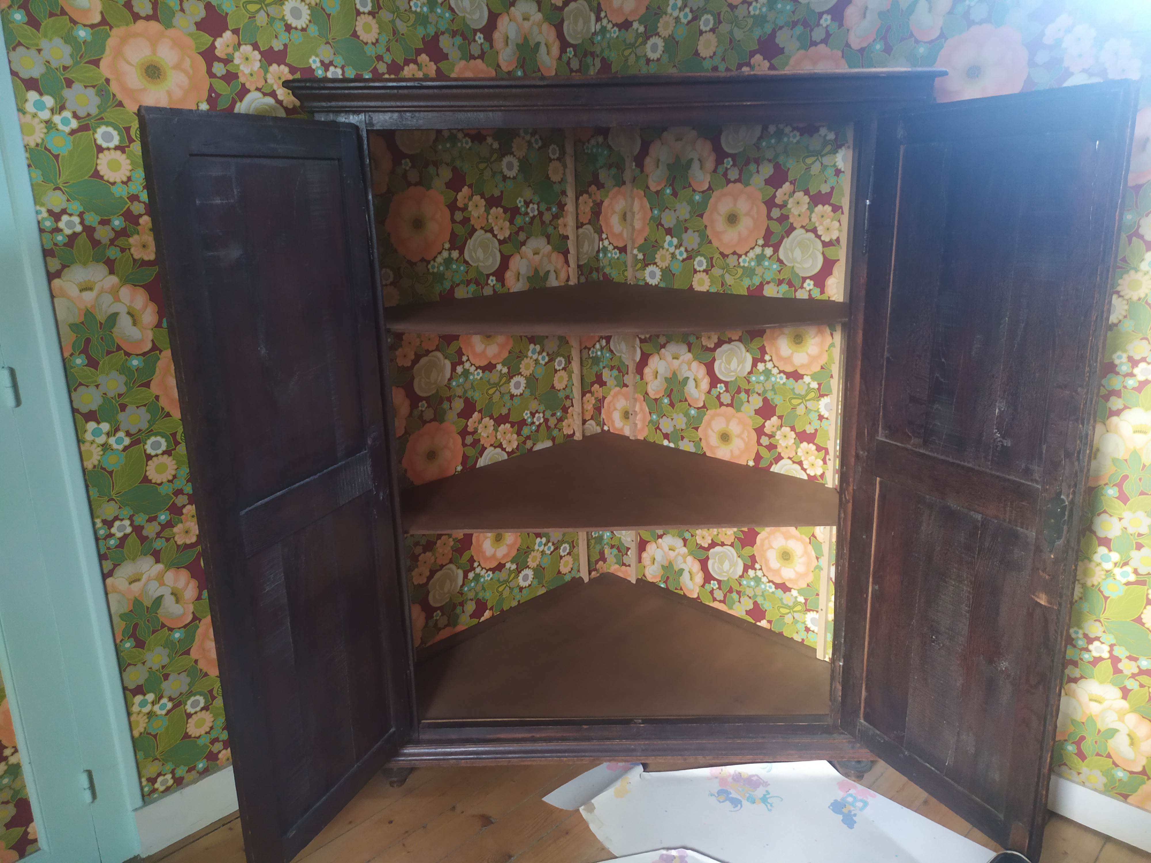 Old cabinet door carved solid oak