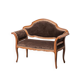 Vintage bench in brown velvet and carved wood, 1950s modernism