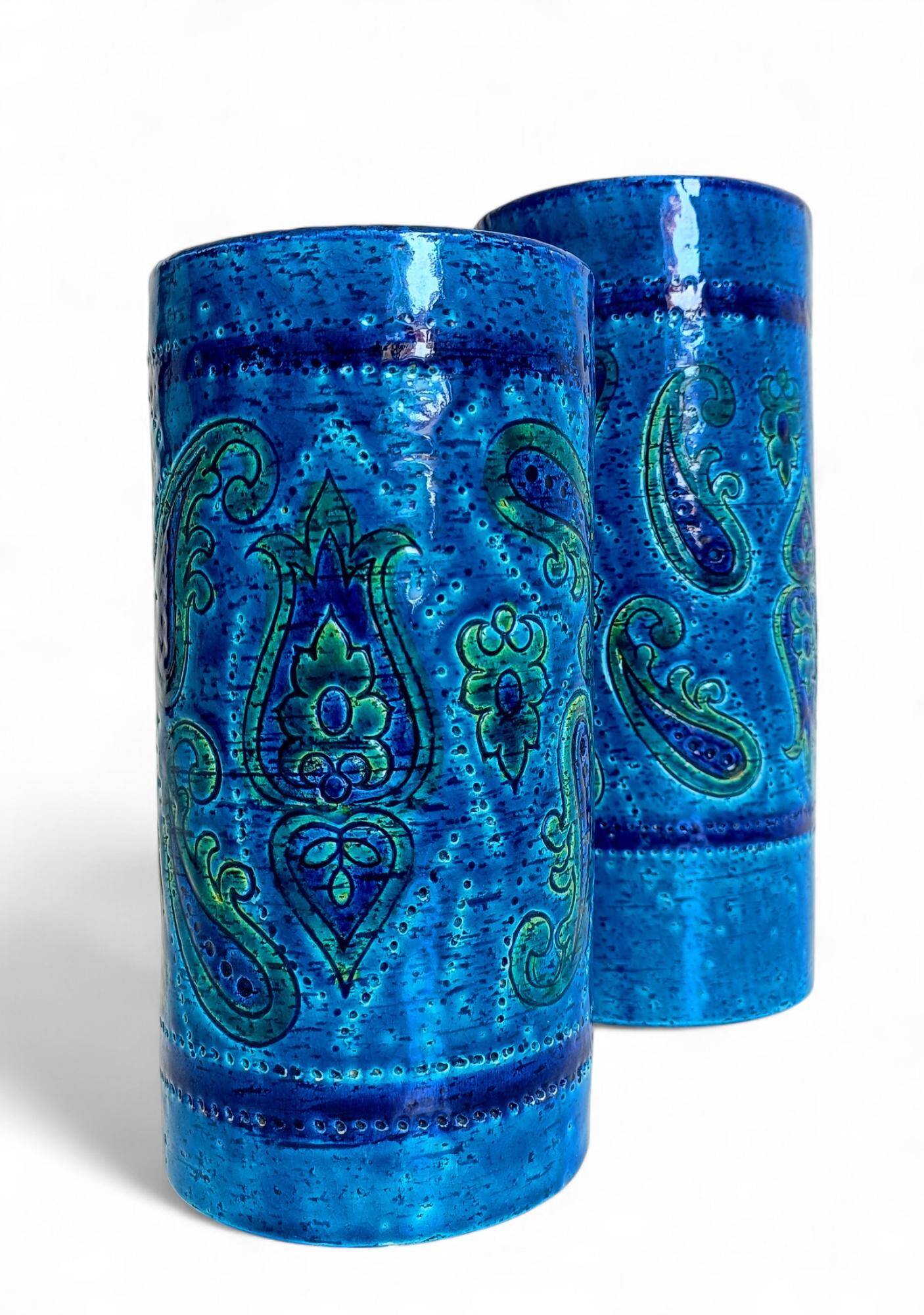Vases en céramique Rimini Blu d'Aldo Londi, Bitossi, Italie, années 1960.