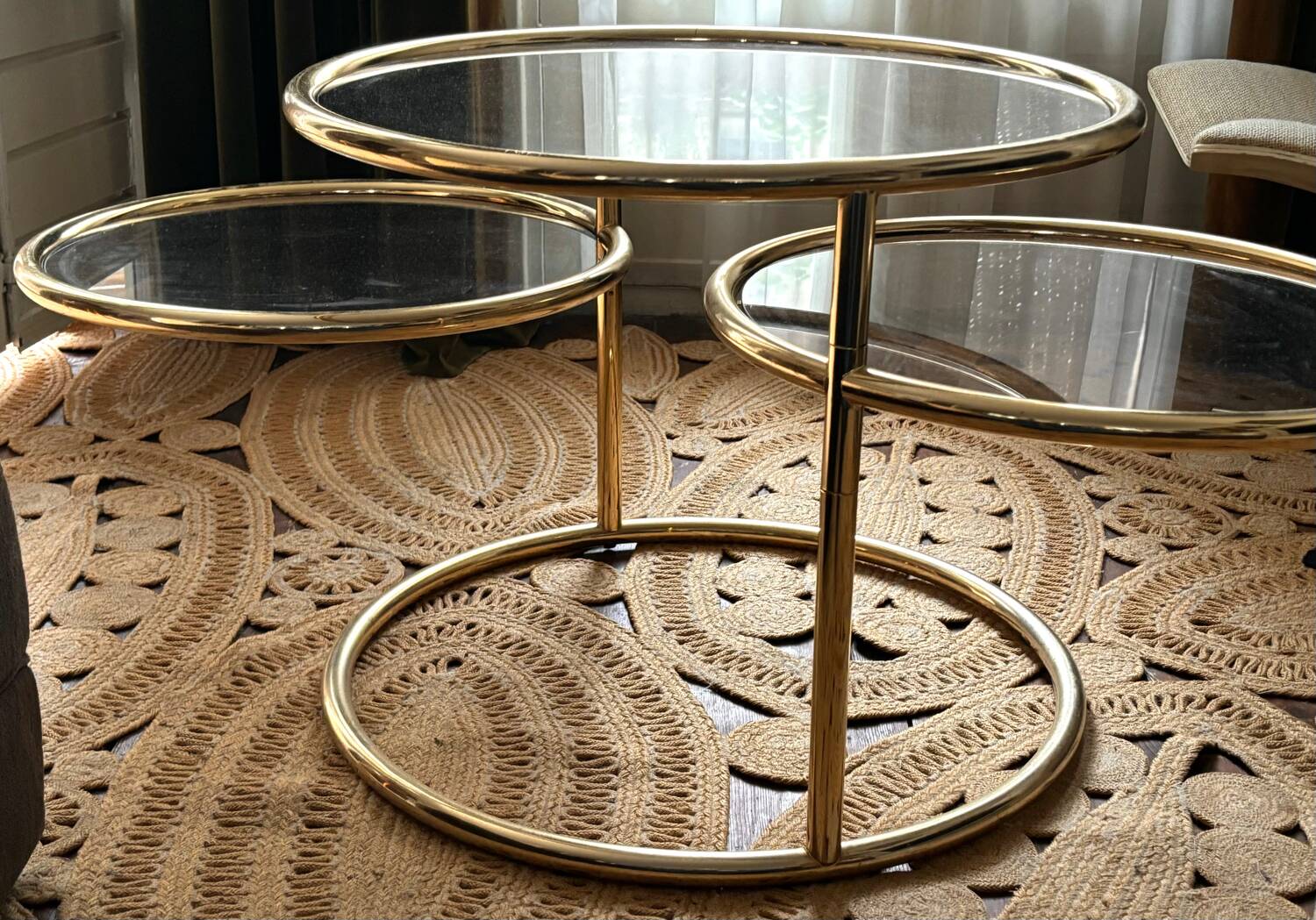 Brass and glass extendabel coffee table by Morox, Italy 1970’s