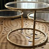 Table basse extensible en laiton et verre par Morox, Italie 1970