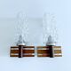 Pair Vintage Danish Bubble Blass Wood sconces