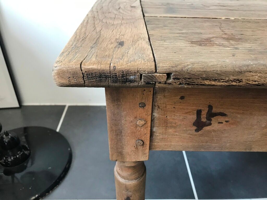 Rustic farm coffee table turned feet with 1 1930 drawer