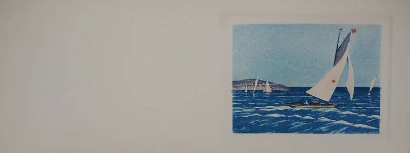 René Ligeron: Regatta on the Atlantic, signed original engraving.