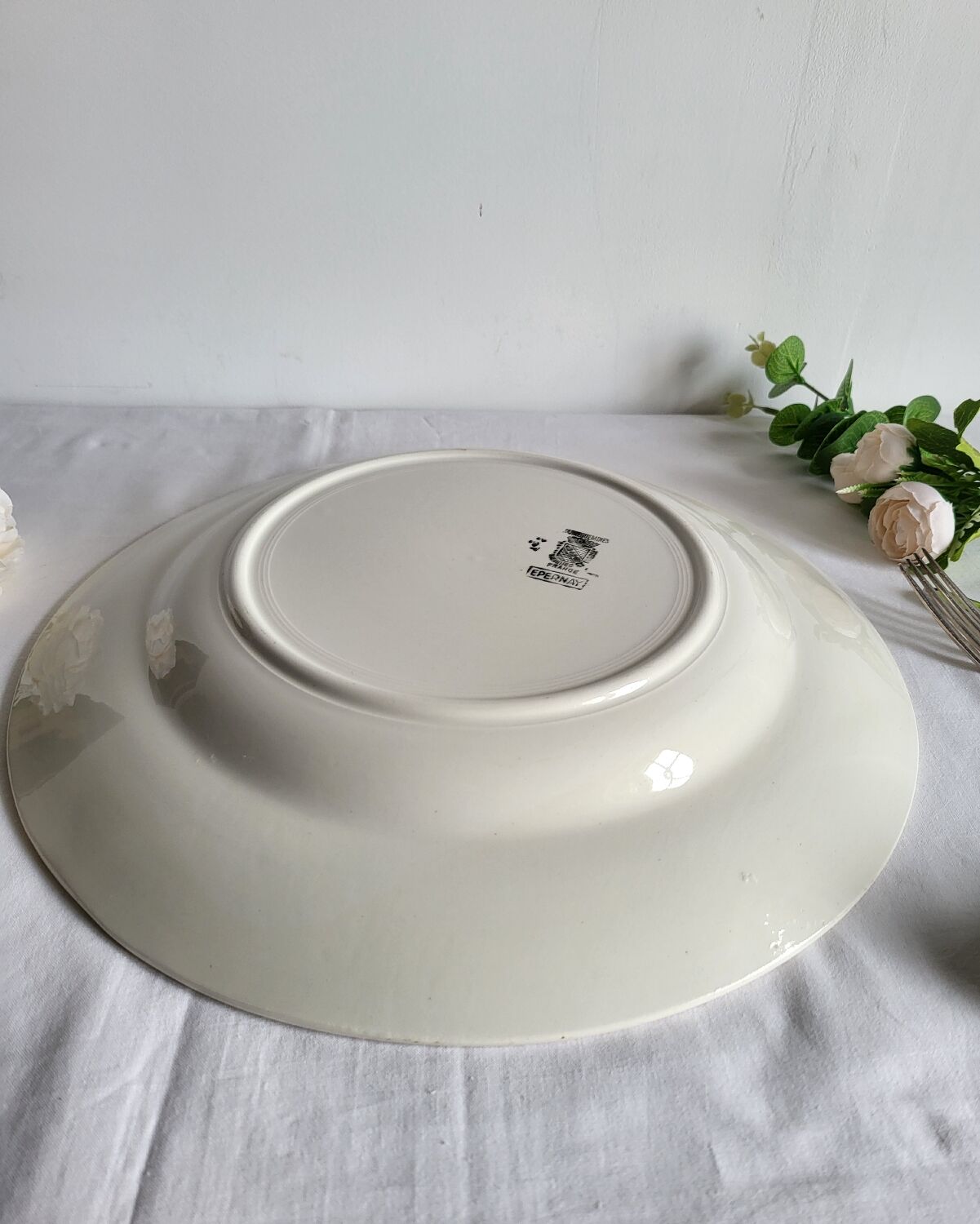 Large round serving platter sarreguemines, epernay model
