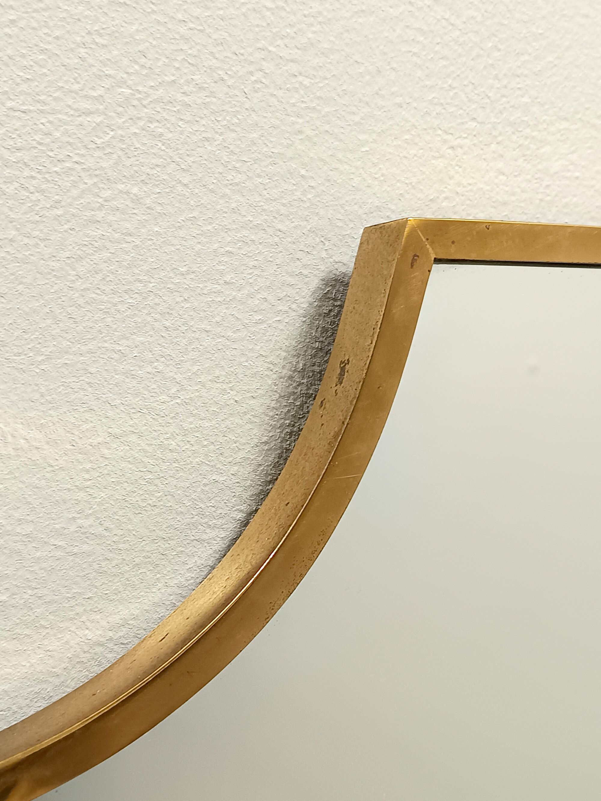 Mid-Century Modern Vintage Wall Mirror in Brass and Wood, Italy 1960s