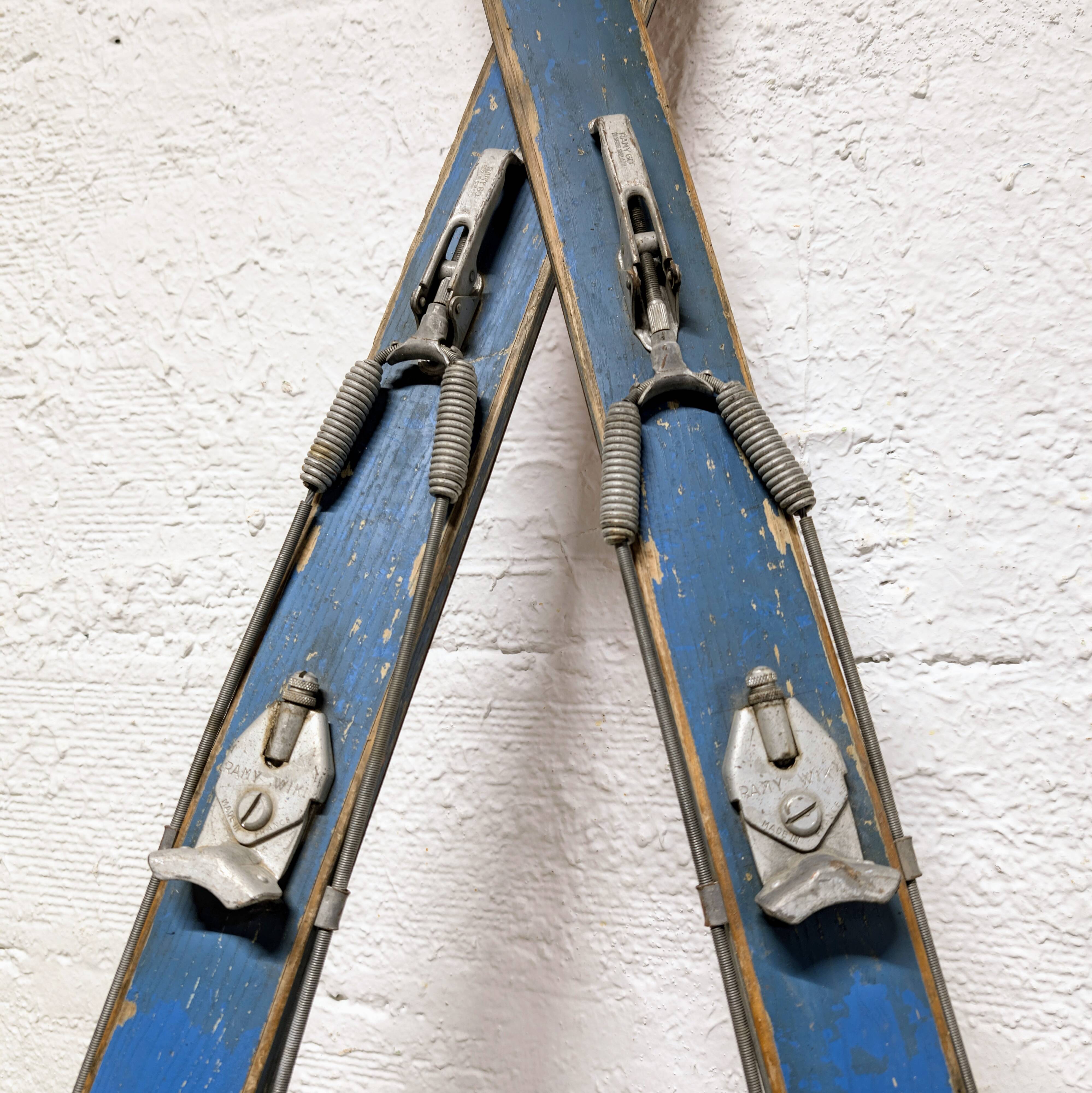 Pair of old wooden skis