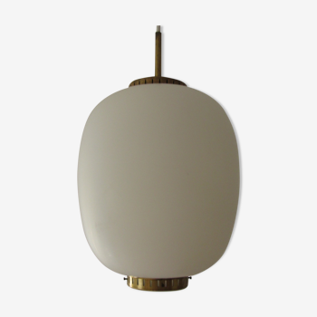 Satinated opaline glass/brass Kina hanging lamp, Bent Karlby, Lyfa