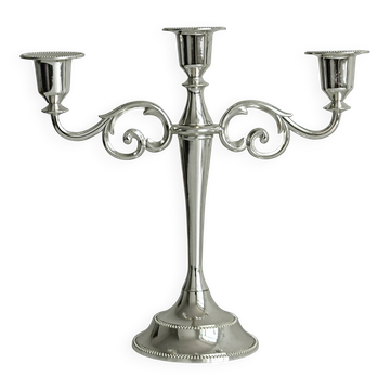 Three-branch candelabrum in lightweight silver metal