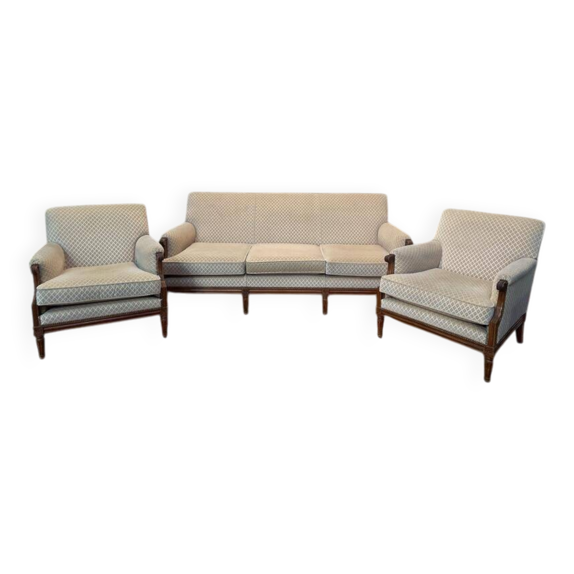 Louis XVI Living Room Sofa and Pair of Bergeres