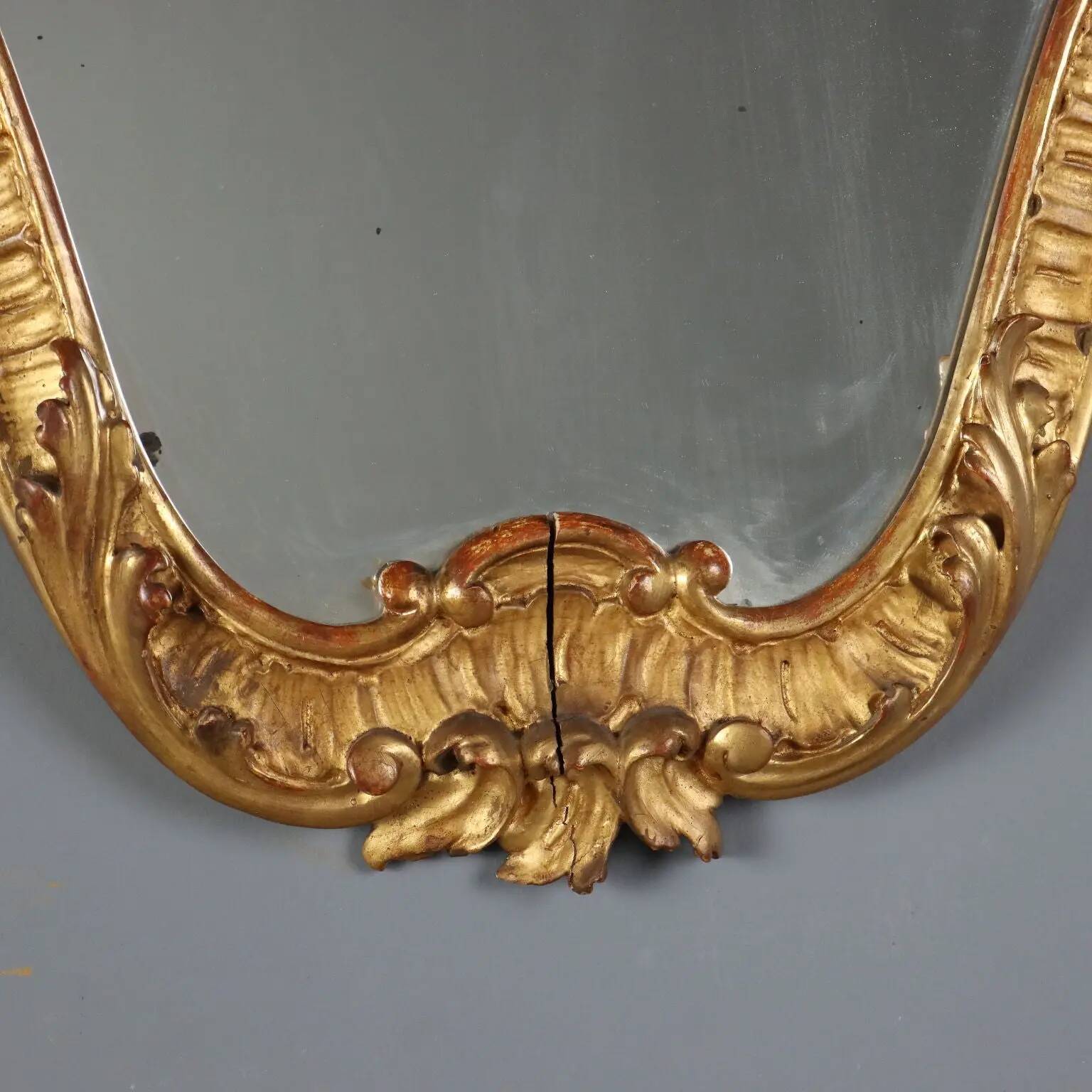 Antique baroque mirrors in carved wood, Italy, 19th century.