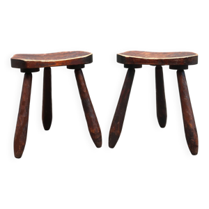 Paire de tabourets brutalistes
