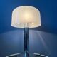 Space Age table lamp in chrome with white plexiglass mushroom shade.