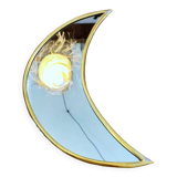 Moon-shaped gilded brass wall mirror, 24x9 cm