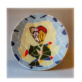 Original plate decorated with colored ceramic with the Catalan modernist trencadís technique