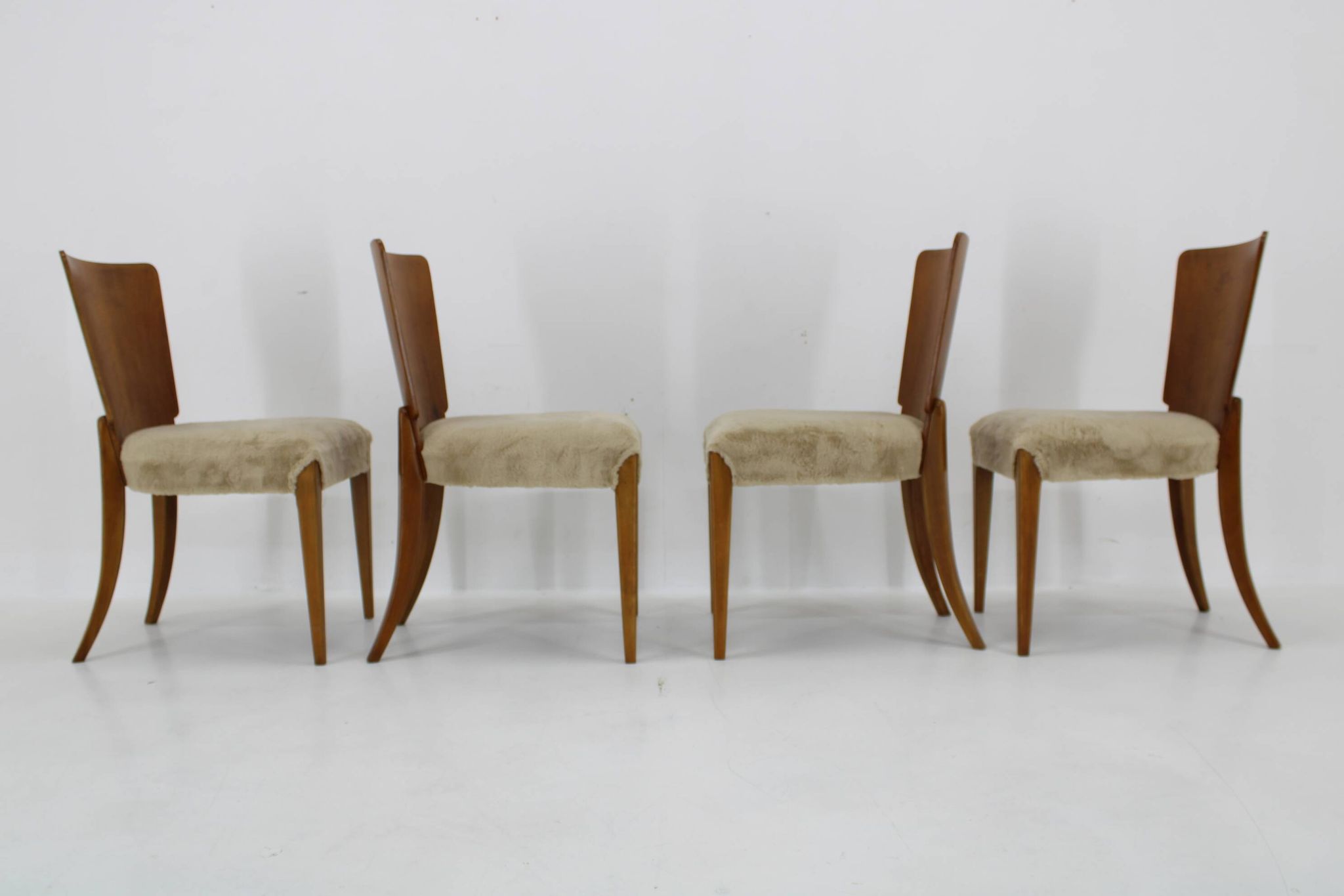 1950s  Jindrich Halabala Dining Chairs H-214 for UP Závody, Set of 4