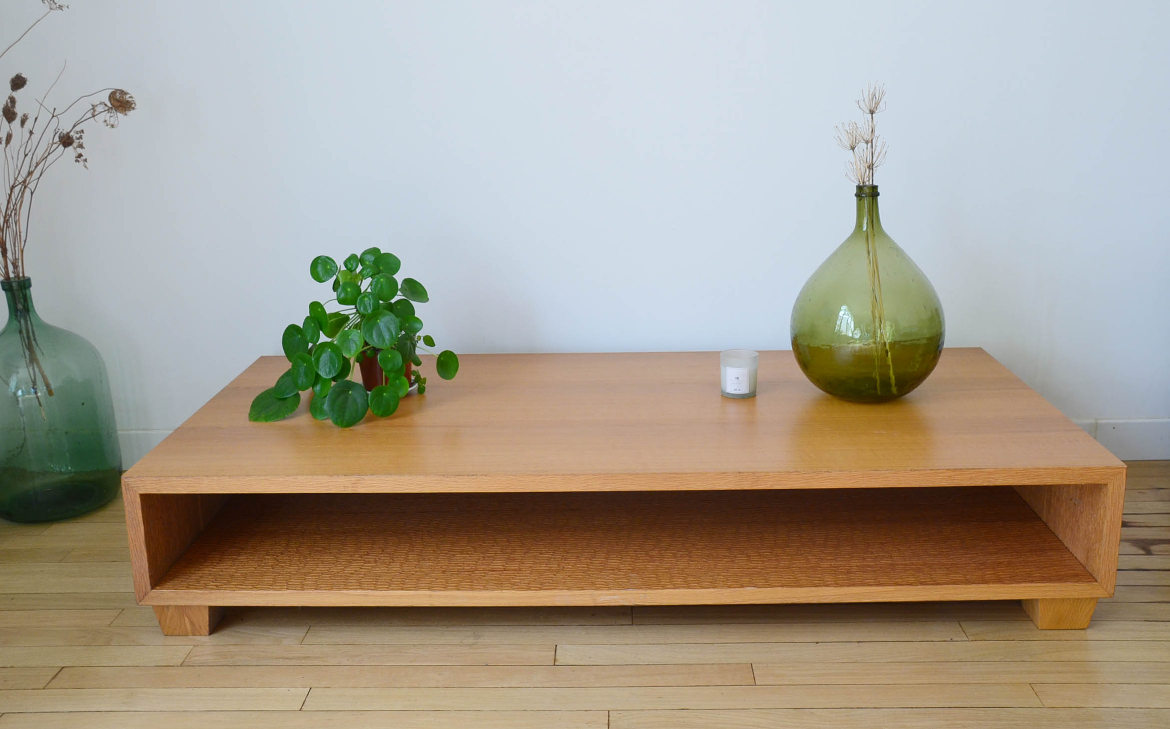 Coffee table Ecart International by Andrée Putman model "crossing" oak wood