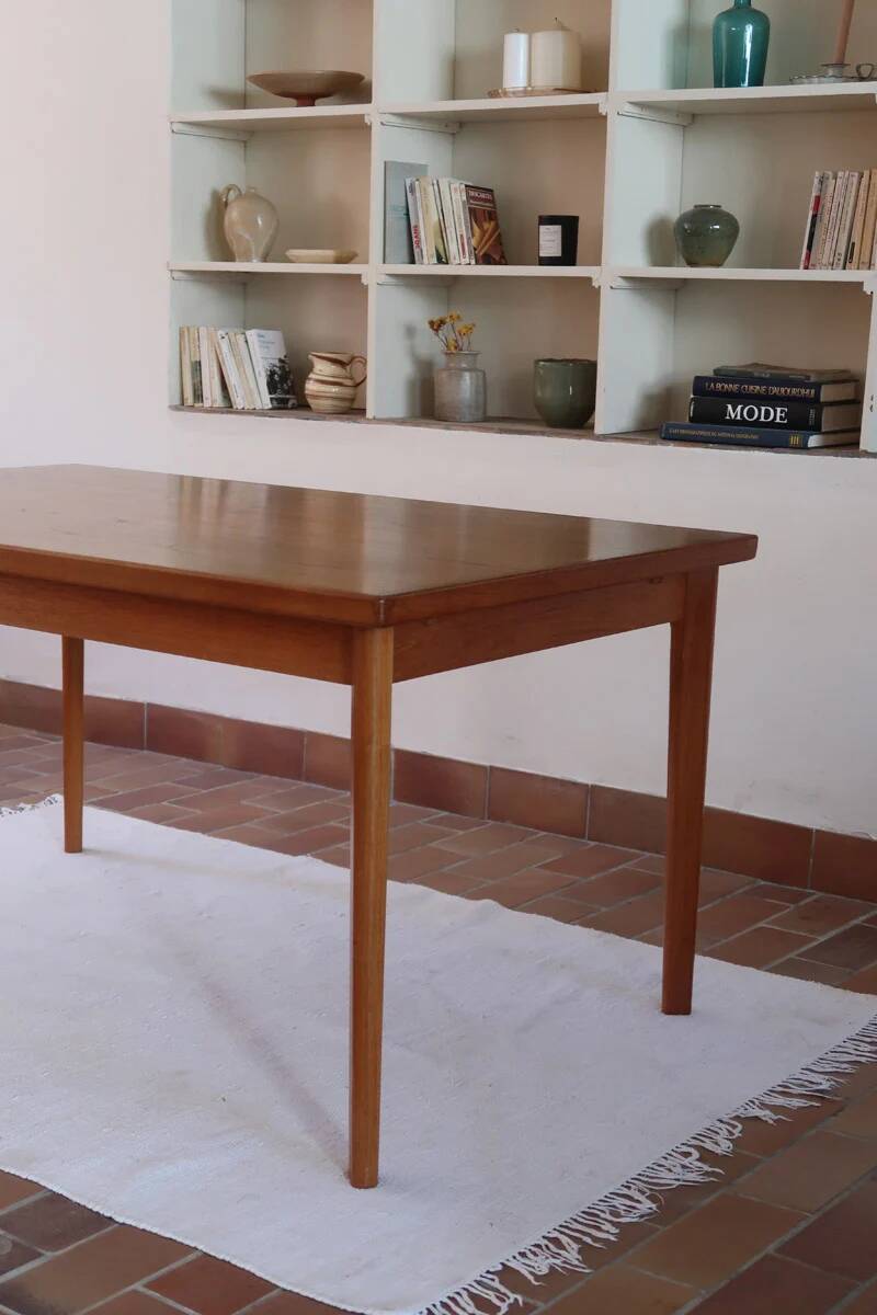Table à manger scandinave extensible en teck années 60