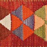 5x10 Pumpkin Orange & Red Kilim Rug, Vintage Turkish Kilim Rug, 143x313