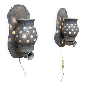 Paire d'appliques céramique